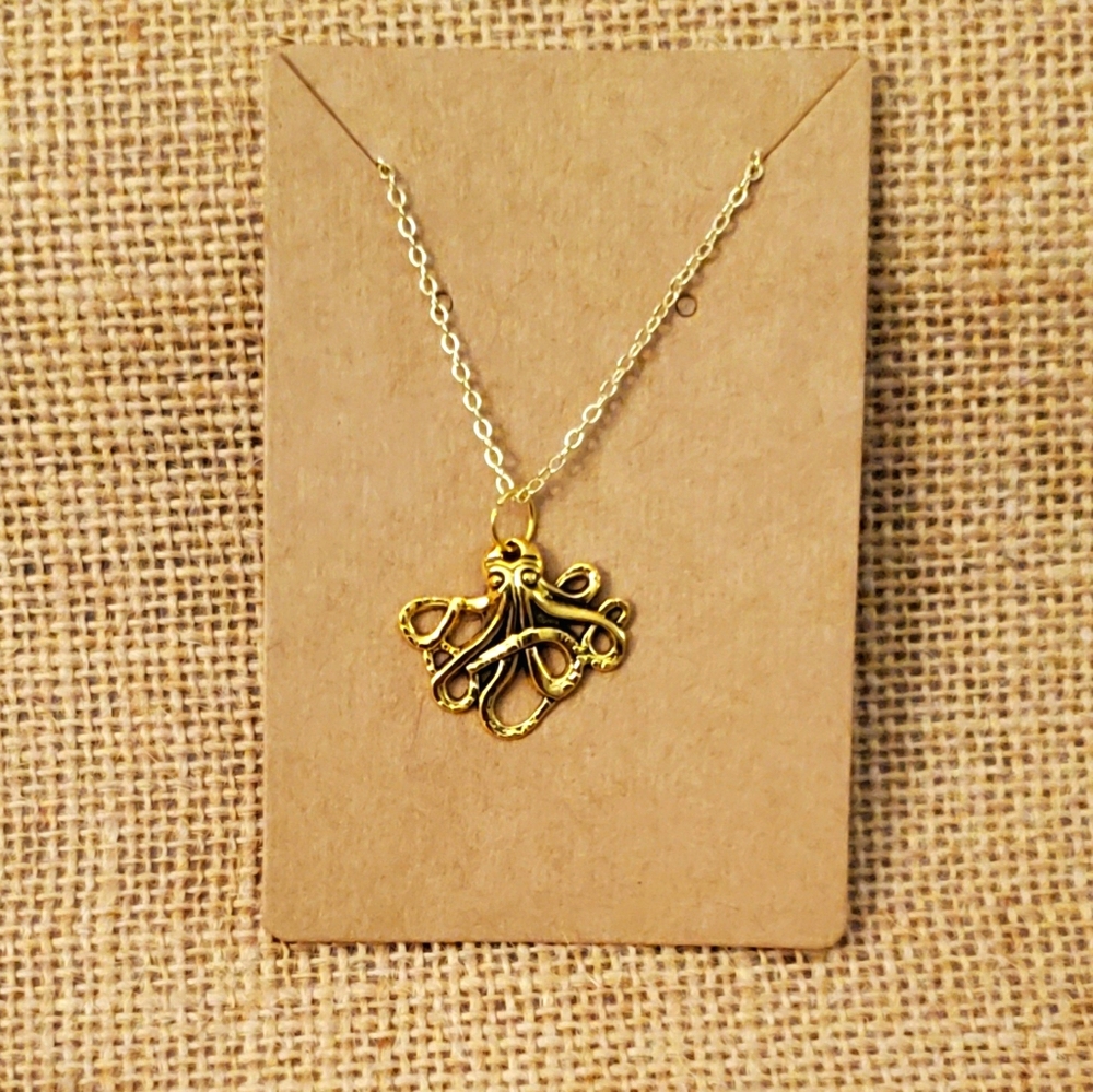 Boho Antique Gold Kraken Necklace
